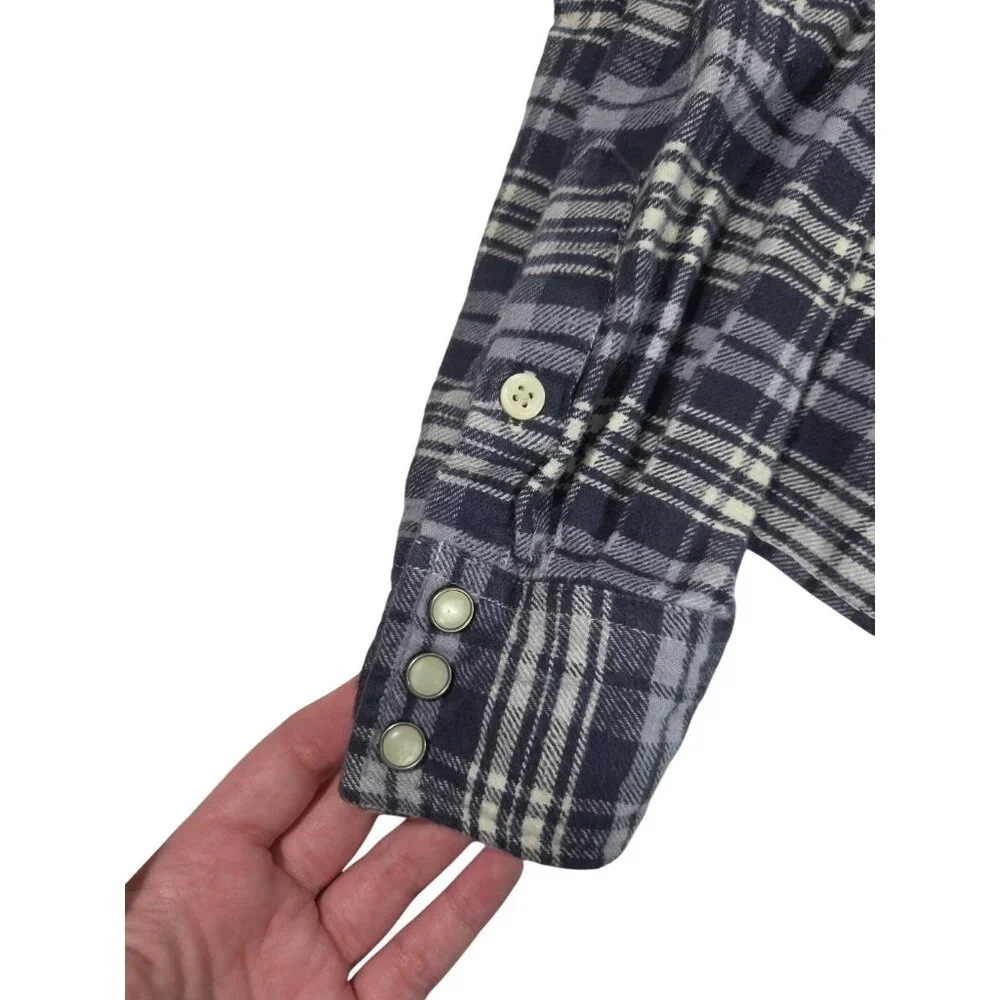 VTG Denim Supply Ralph Lauren Pearl Snap Flannel  Shirt Mens Medium Plaid Cotton - Picture 5 of 7